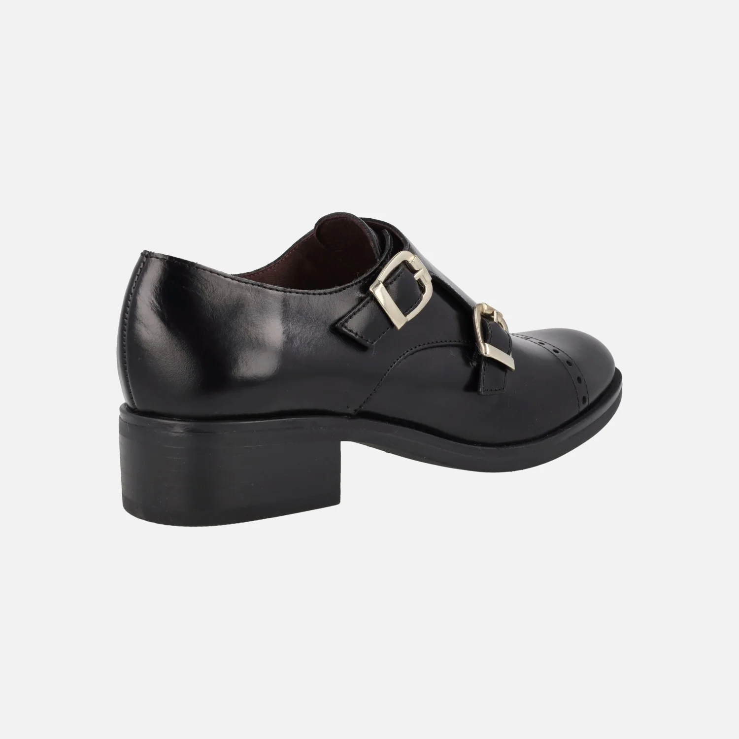 Zapatos negros de piel con hebillas para mujer - Image 3