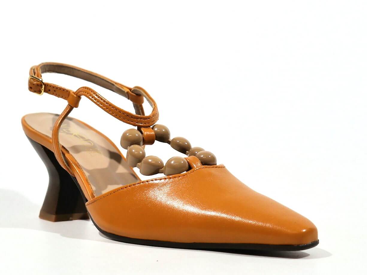 Zapatos Nicoletta en piel cuero con adorno de pasta - Image 3