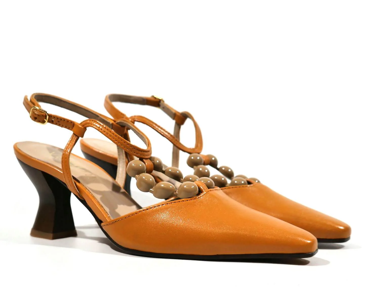 Zapatos Nicoletta en piel cuero con adorno de pasta - Image 4