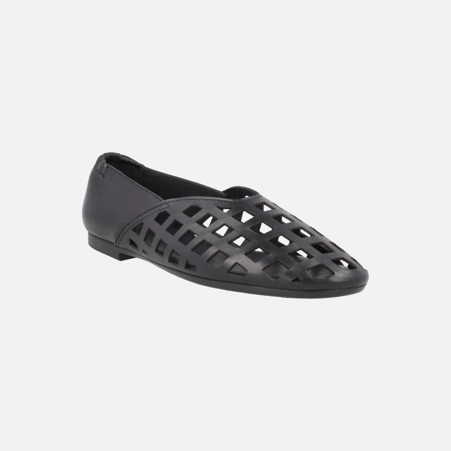Zapatos planos de piel con perforados cuadrados - Image 8