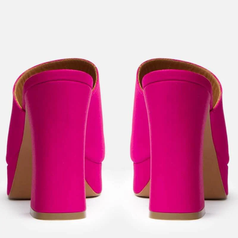 Zueco raso fucsia con plataforma para mujer - Image 4