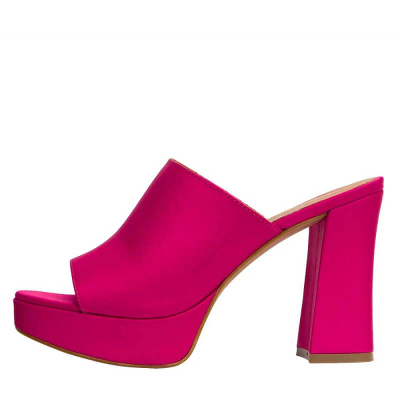 Zueco raso fucsia con plataforma para mujer - Image 6