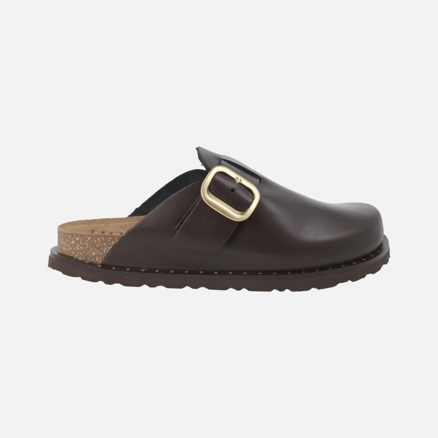 Zuecos de piel con hebilla dorada Bolus-599