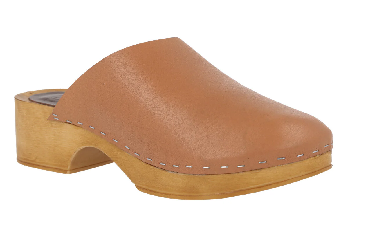 Zuecos de piel con tacón bajo y plataforma - Image 2