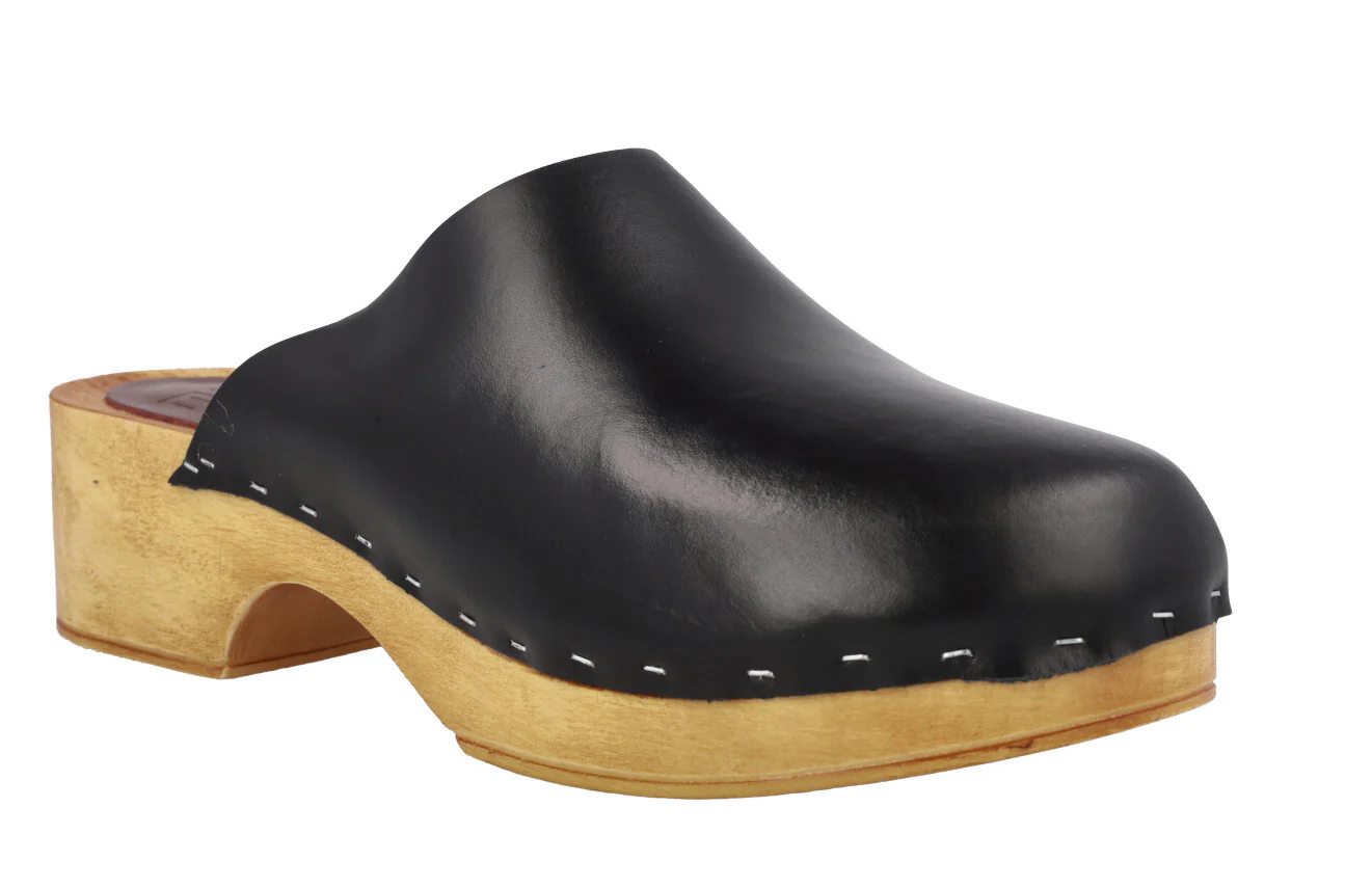 Zuecos de piel con tacón bajo y plataforma - Image 7