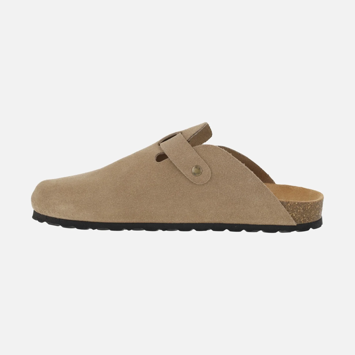 Zuecos para hombre con planta bio en serraje taupe con hebilla - Image 3