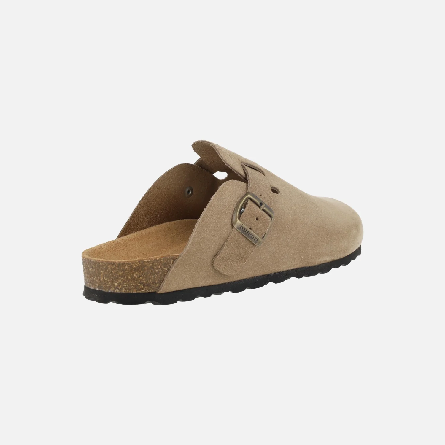 Zuecos para hombre con planta bio en serraje taupe con hebilla - Image 4